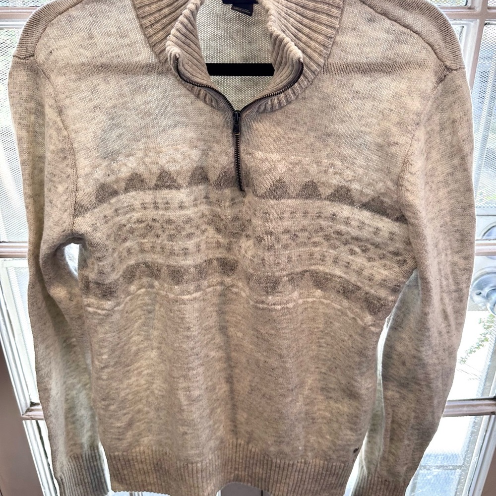 Eddie Bauer Men's Light Gray Zip-Up Sweater